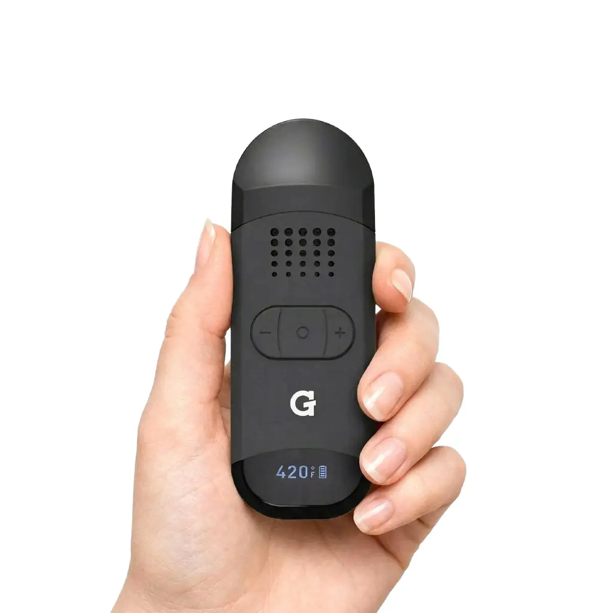 G Pen Dash+ Vaporizer Handheld Size Demonstration Portable Black Dry Herb Device