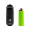 G Pen Dash+ Vaporizer Size Comparison Next to Standard Green Disposable Lighter