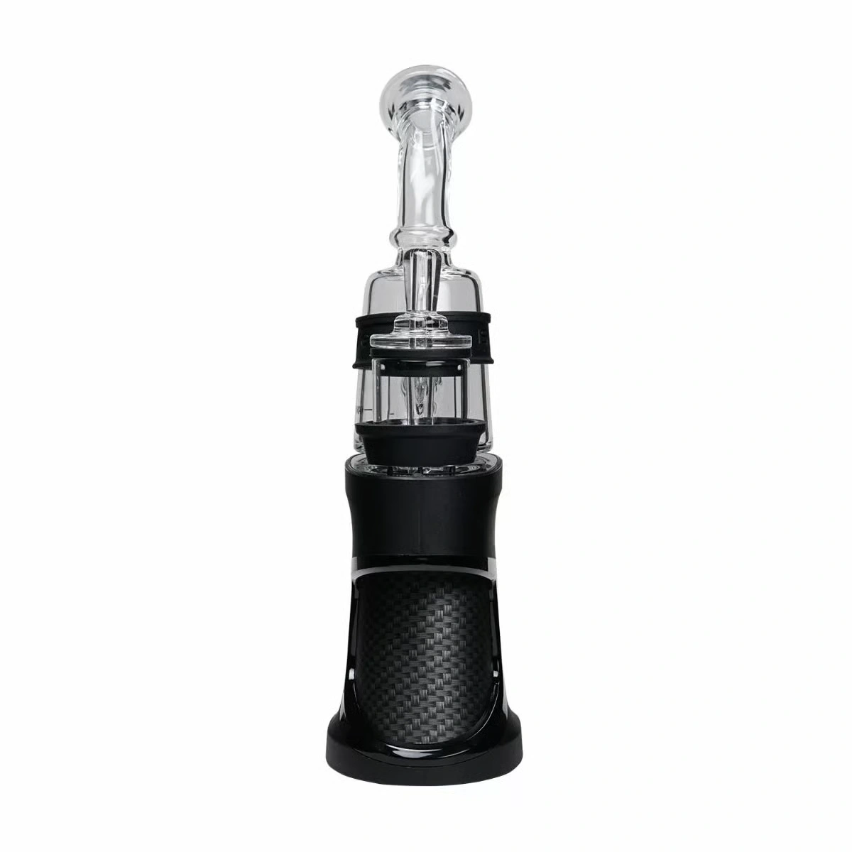 Ispire Daab E-Rig Kit black induction vape rig back view with carbon fiber pattern texture