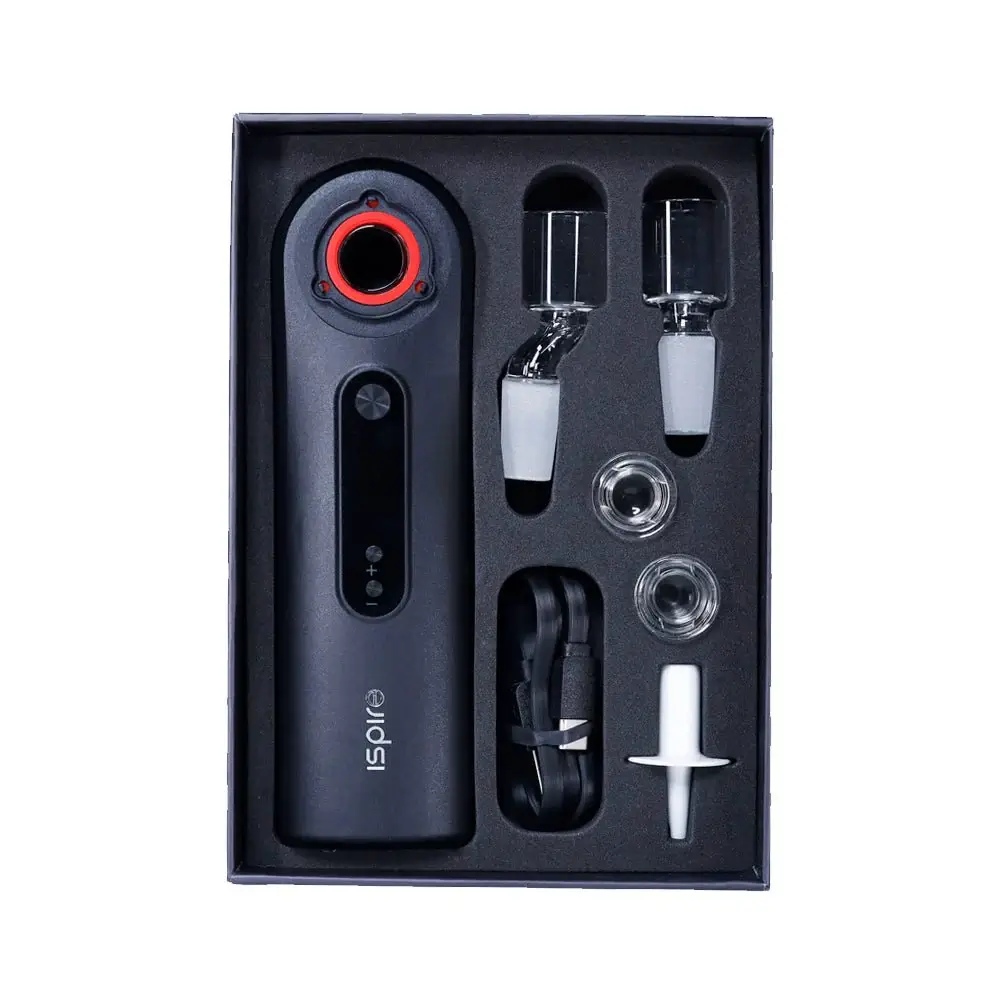 Ispire Wand Induction Heater box contents and included glass accessories