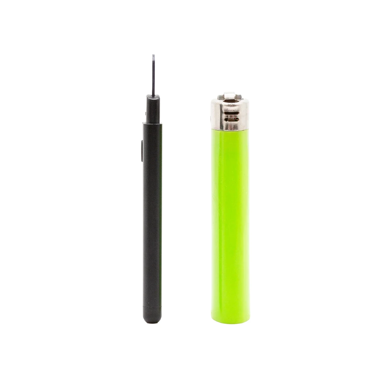 Side profile comparison of slim G Pen Melt dab tool next to standard lighter
