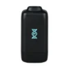 Black Pulsar Core personal air filter front view with turquoise logo and raised mouthpiece