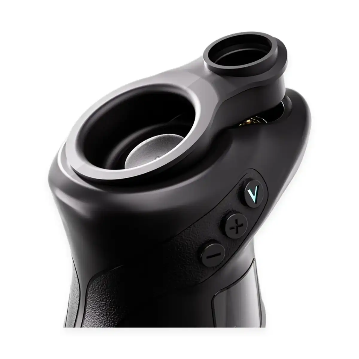 Focus V Carta 3 Smart E-Rig base close-up highlighting physical control buttons and atomizer housing port