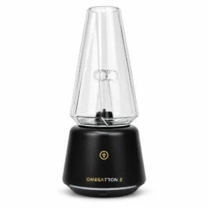 Tronian Omegatron 2 black concentrate vaporizer with cone glass bubbler attachment