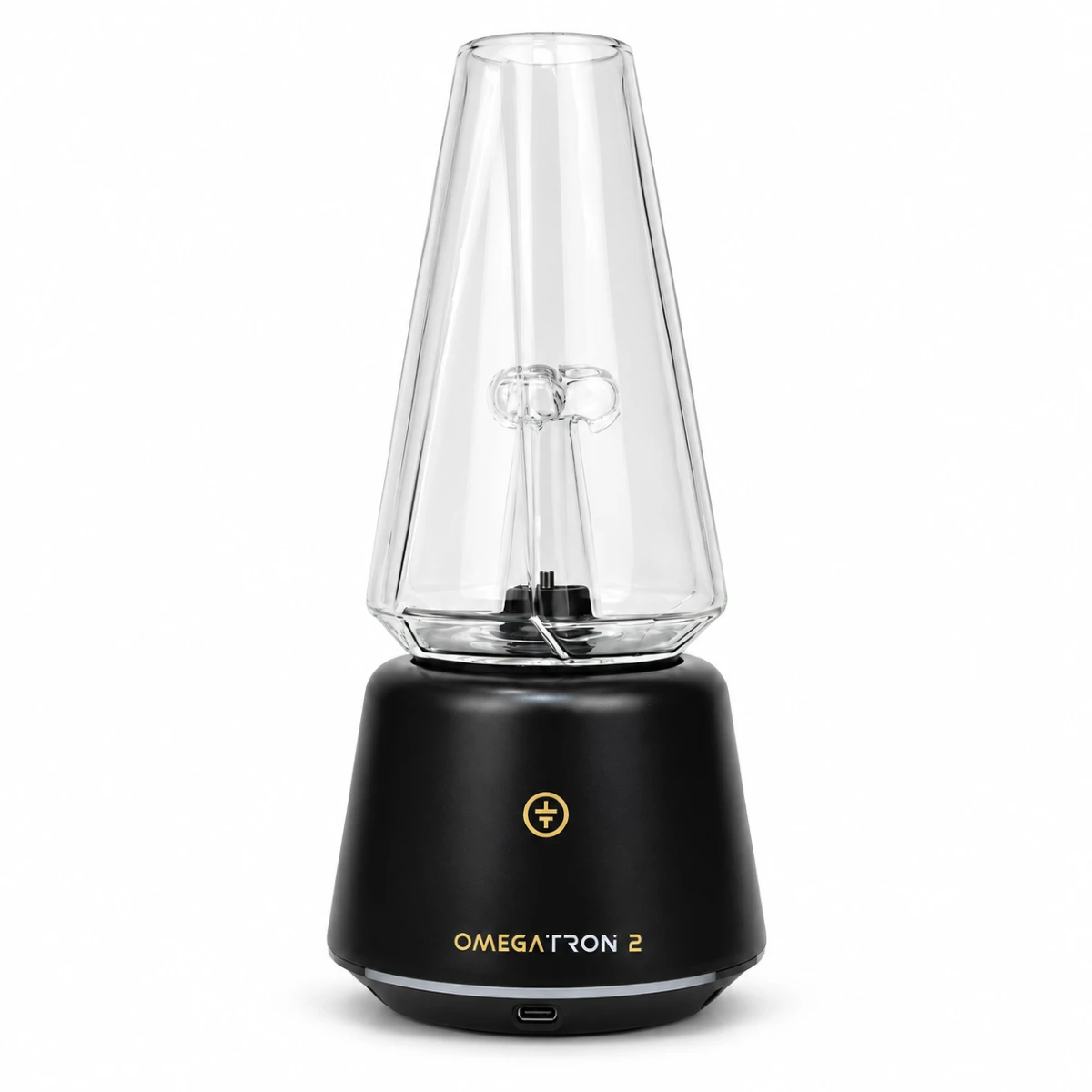 Tronian Omegatron 2 black concentrate vaporizer with cone glass bubbler attachment
