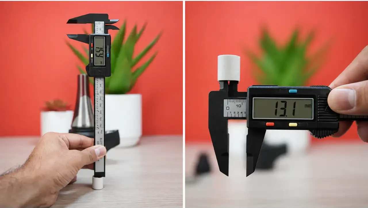 Utillian 8 Turbo ceramic insert height and inner diameter measurements collage using digital caliper